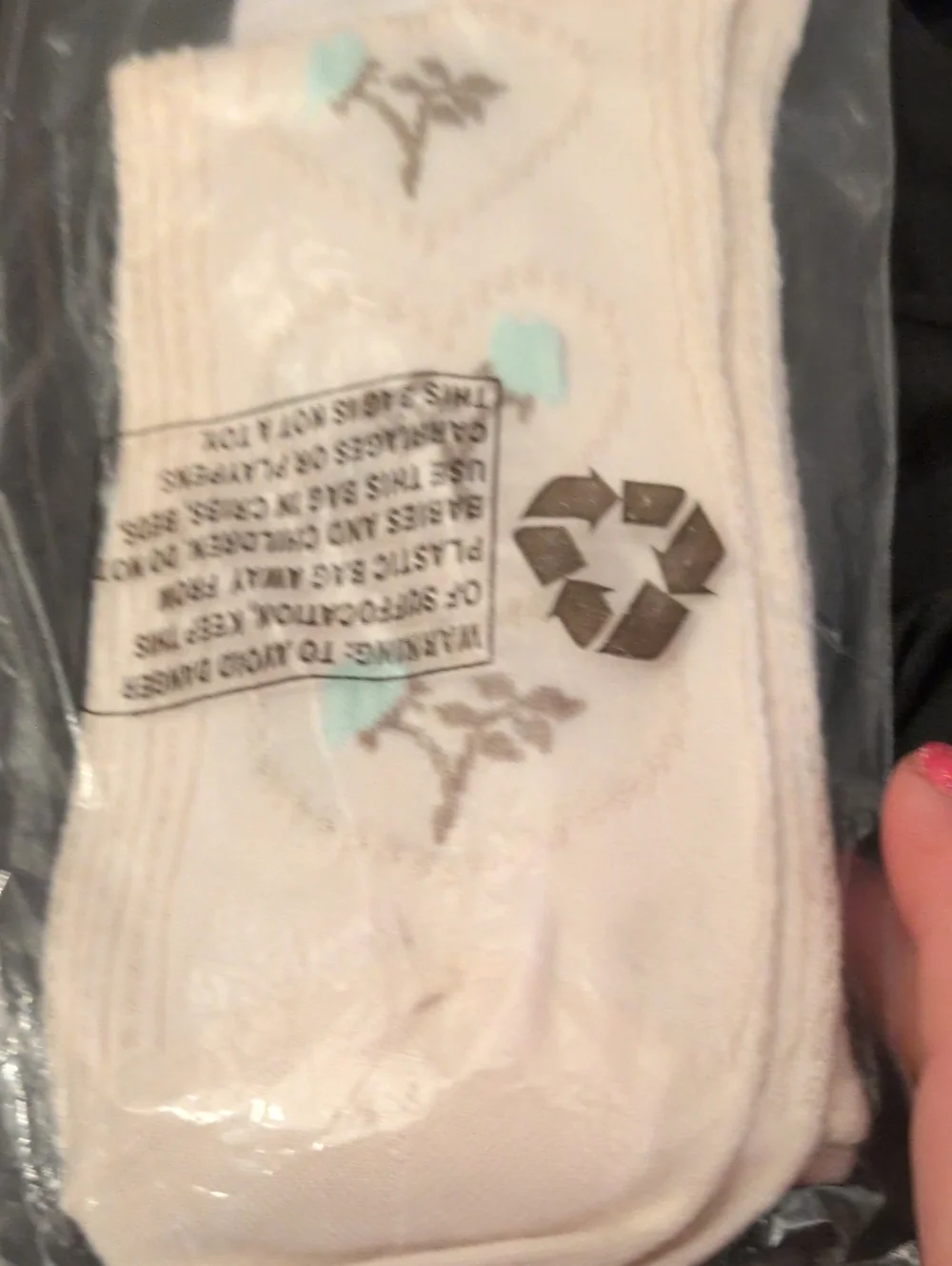 Free People Women’s Cream Knit Socks With Blue Flowers